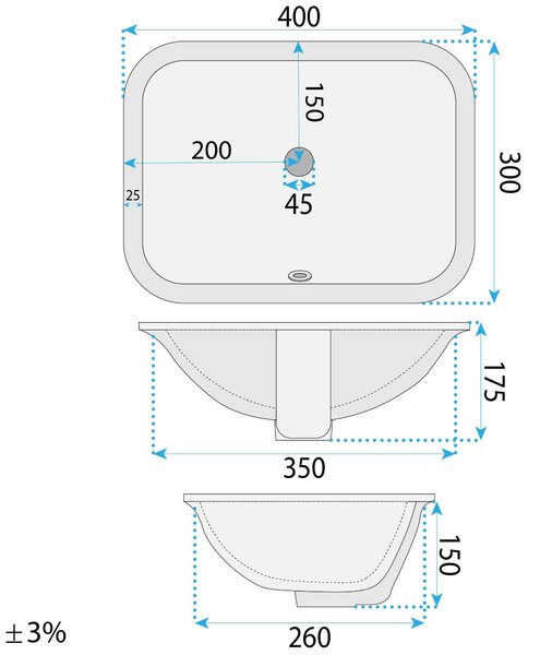 Inset washbasin Rea Anabel 40