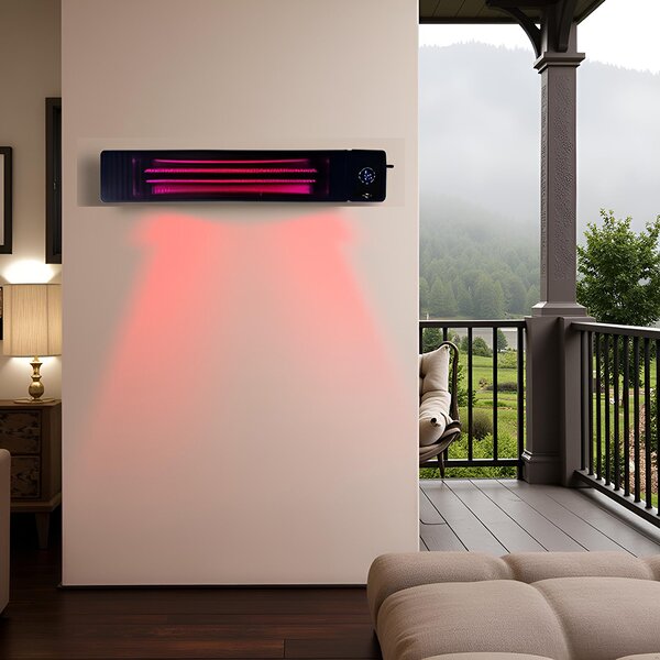 4500W/2250 Watt ElectricSun black, Infrared Patio Heater, Indoor/Outdoor Use, with Thermostat and App, 100x18cm