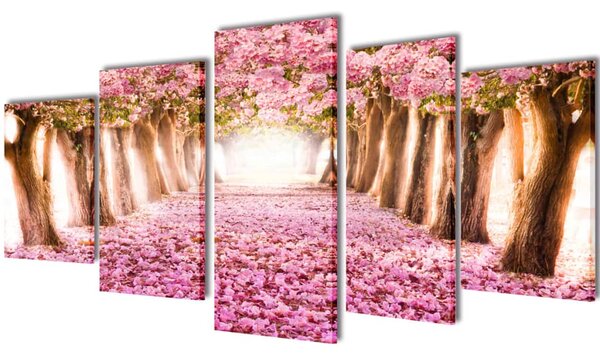 Canvas Wall Print Set Cherry Blossom 200 x 100 cm