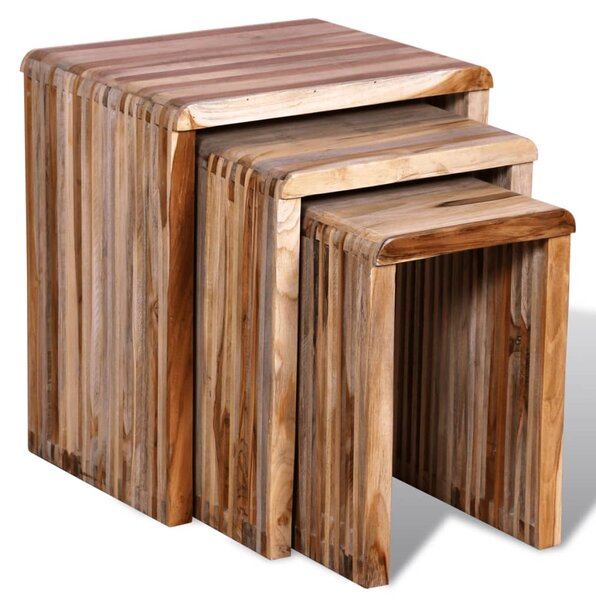 Nesting Table Set 3 Pieces Reclaimed Teak