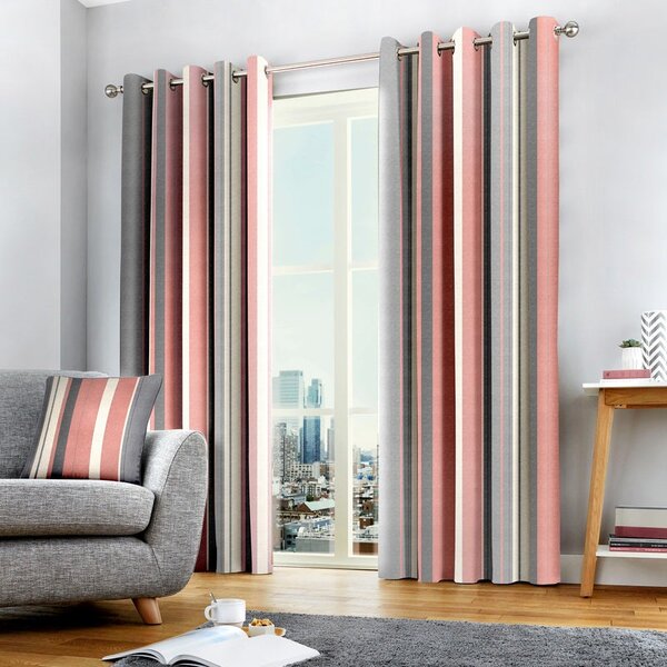 Whitworth Ready Made Lined Eyelet Curtains Blush