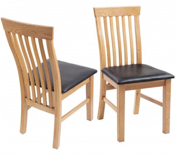 Dining Chairs 2 pcs Solid Oak Wood and Faux Leather