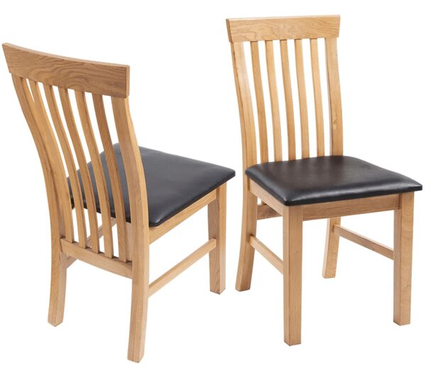 Dining Chairs 4 pcs Solid Oak Wood and Faux Leather