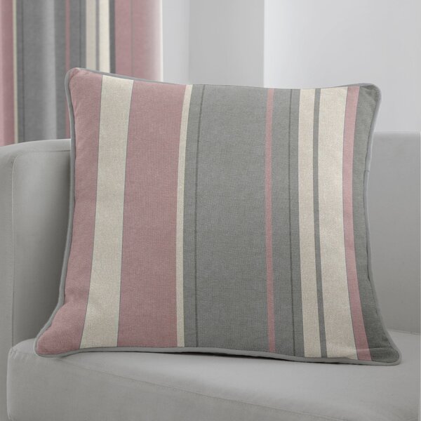 Whitworth Striped Cushion Blush, Grey and White