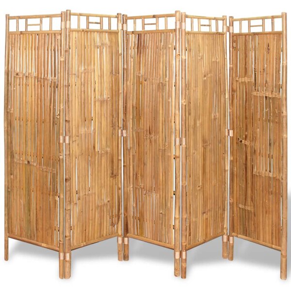 5-Panel Room Divider Bamboo 200x160 cm