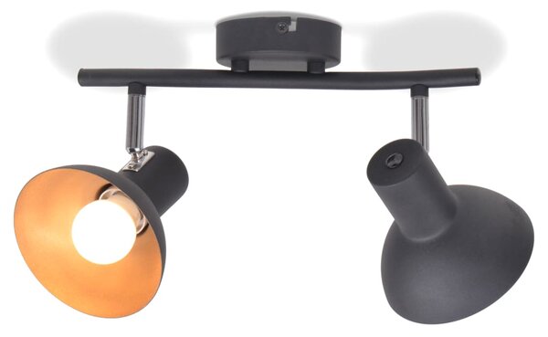 Ceiling Lamp for 2 Bulbs E27 Black and Gold