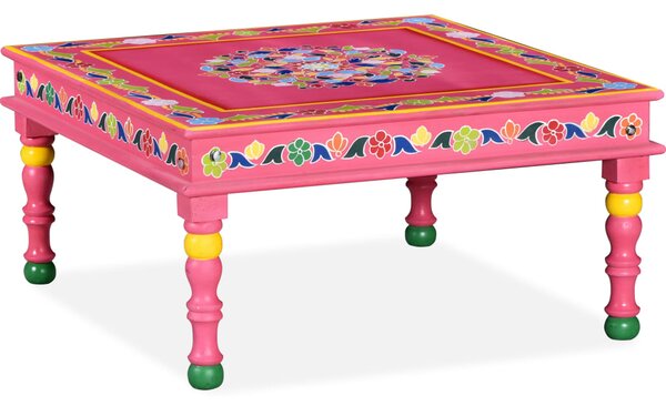 Coffee Table Solid Mango Wood Pink Hand Painted