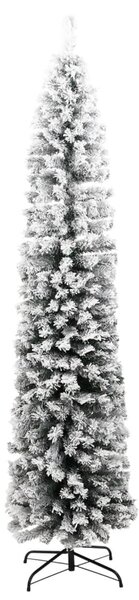 Slim Artificial Christmas Tree with Flocked Snow Green 210 cm PVC