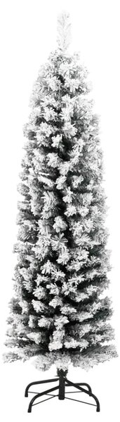 Slim Artificial Christmas Tree with Flocked Snow Green 120 cm PVC