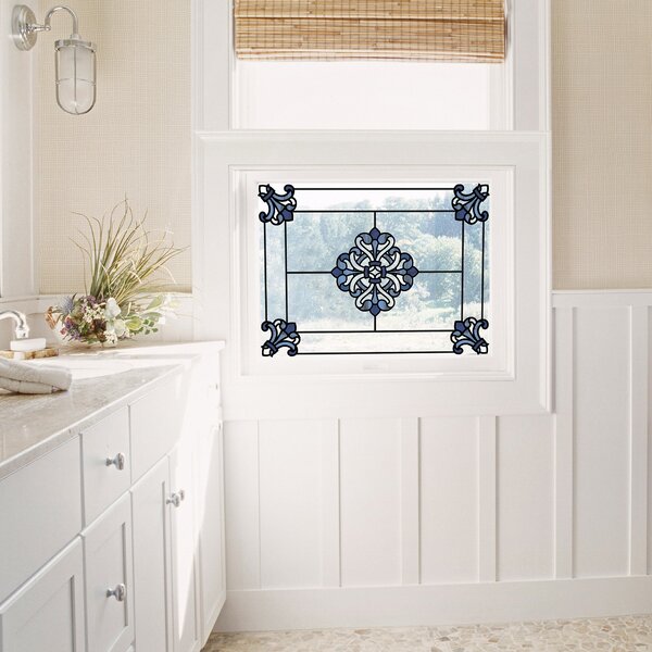 Blue Medici Static Stained Glass Decal Blue and Black