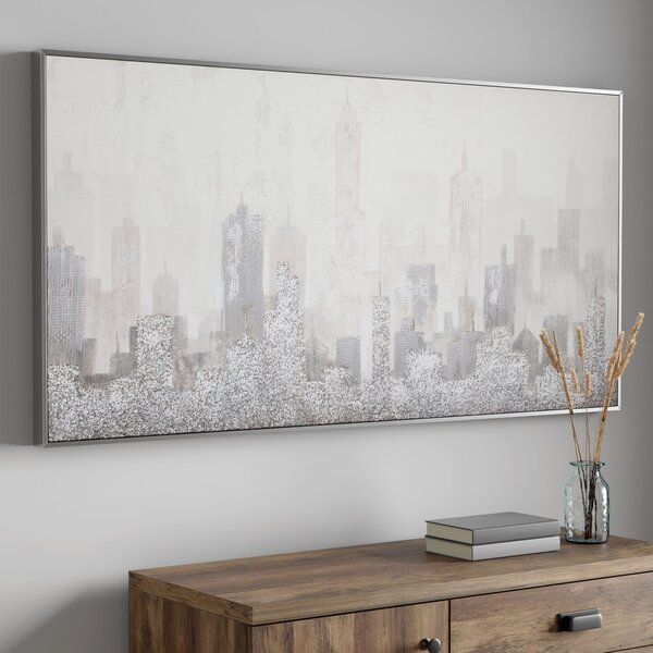 Grey Cityscape Canvas Grey/Brown