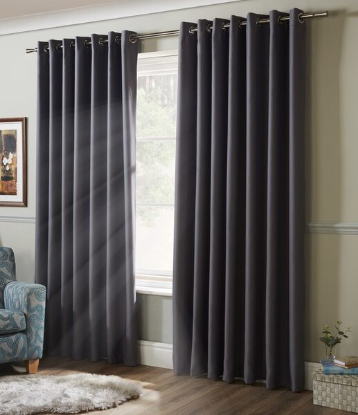 Blackout Ready Made Eyelet Curtains Silver