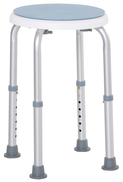 HOMCOM Swivel Shower Seat, Adjustable Height, Aluminium Frame, Non-Slip Feet, Safe Support Chair for Home, White Aosom UK