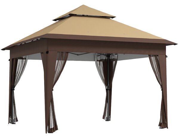 Outsunny 3 x 3(m) Pop Up Gazebo with Mosquito Netting, 1 Person Easy up Marquee Party Tent with 1-Button Push, Carry Bag, Sandbags