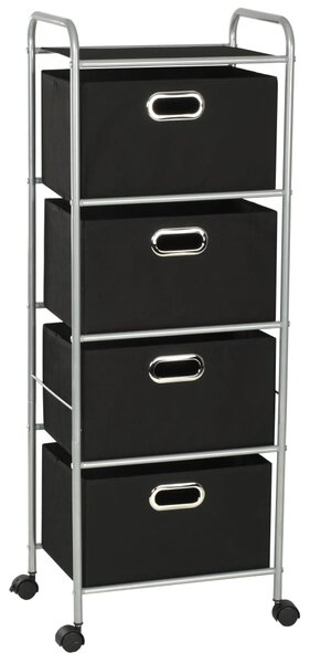 Shelving Unit with 4 Storage Boxes Steel and Non-woven Fabric