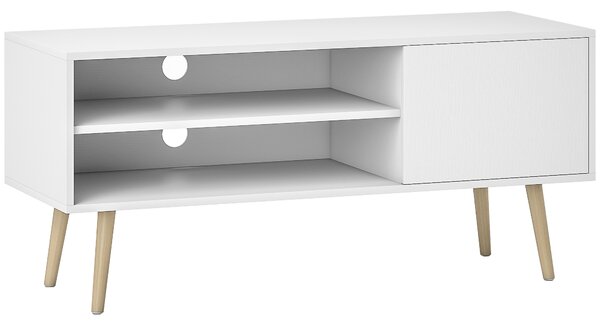 HOMCOM TV Stand up to 55 Inches, TV Unit with Open Shelves and Cable Holes - White