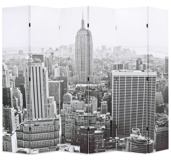 Folding Room Divider 228x170 cm New York by Day Black and White