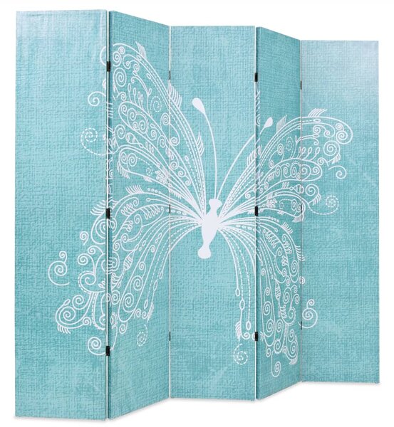 Folding Room Divider 200x170 cm Butterfly Blue