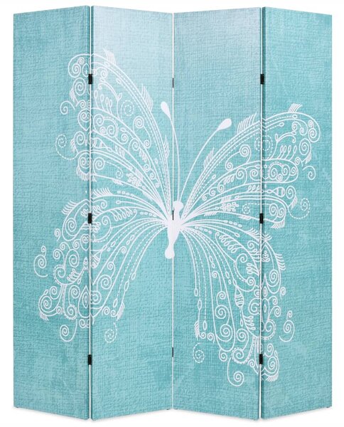 Folding Room Divider 160x170 cm Butterfly Blue