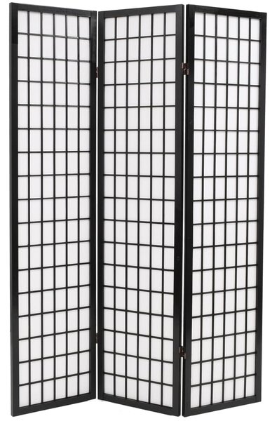 Folding 3-Panel Room Divider Japanese Style 120x170 cm Black