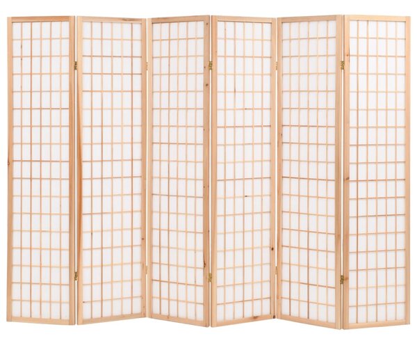 Folding 6-Panel Room Divider Japanese Style 240x170 cm Natural