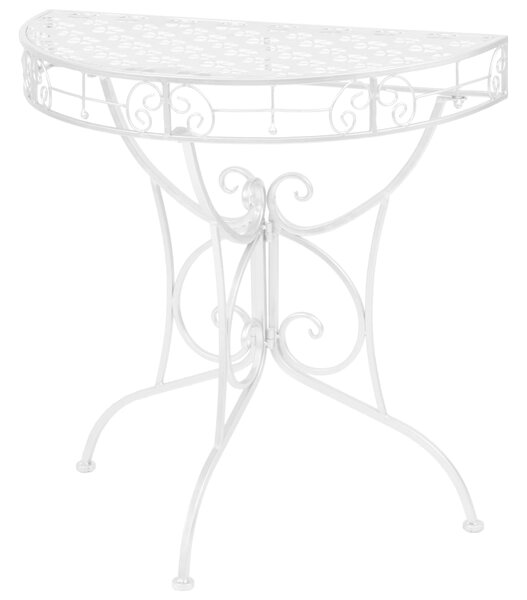 Side Table Vintage Style Half Round Metal 72x36x74 cm Silver