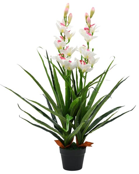 Artificial Cymbidium Orchid Plant with Pot 100 cm Green
