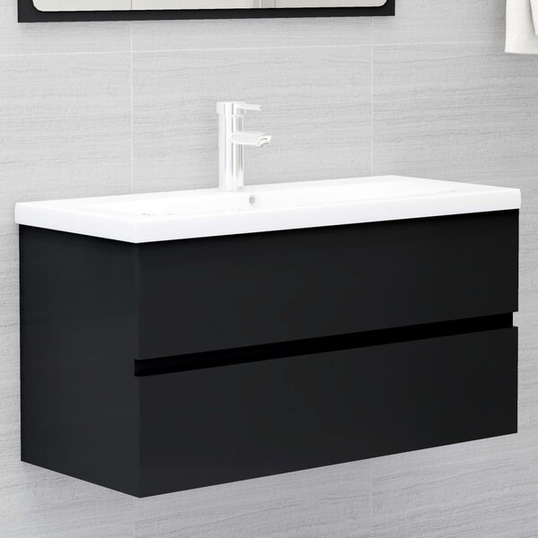 Black Sink Cabinet with Built-in Basin