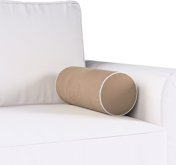 Velvety bolster cushion with piping