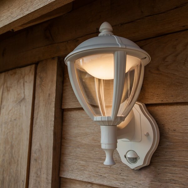 Lutec Unite LED PIR Outdoor Wall Light - White