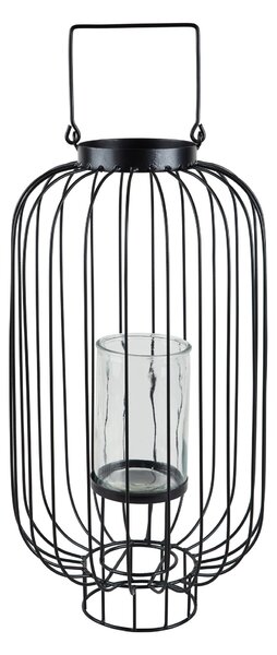 Large Wire Cage Hurricane Lantern Black