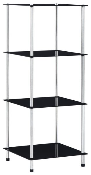 4-Tier Shelf Black 40x40x100 cm Tempered Glass