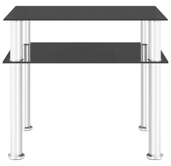 Side Table Black 45x50x45 cm Tempered Glass