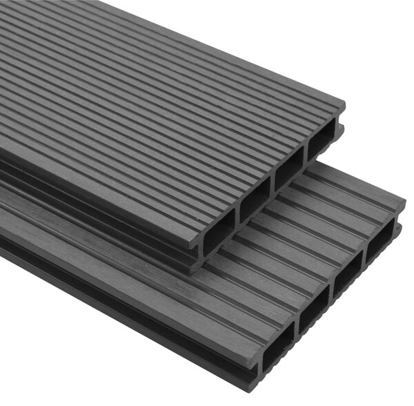 WPC Decking Boards with Accessories 10 m² 2.2 m Grey