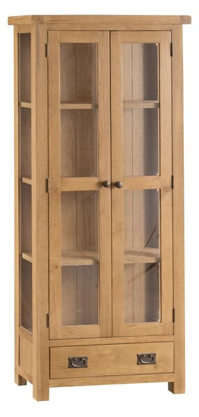 Chunky Oak 2 Doors Display Cabinet