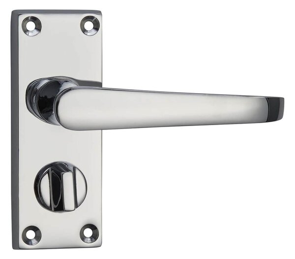 Homebuild Victorian Straight Short Backplate Privacy Lever Set - Polished Chrome