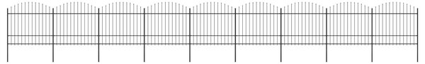 Garden Fence with Spear Top Steel (1.5-1.75)x15.3 m Black