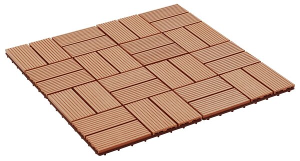 11 pcs Decking Tiles WPC 30x30 cm 1 sqm Teak Colour