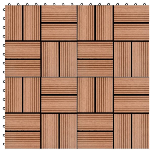 11 pcs Decking Tiles WPC 30x30 cm 1 sqm Brown