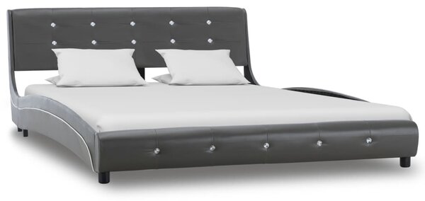 Bed Frame Grey Faux Leather 135x190 cm 4FT6 Double