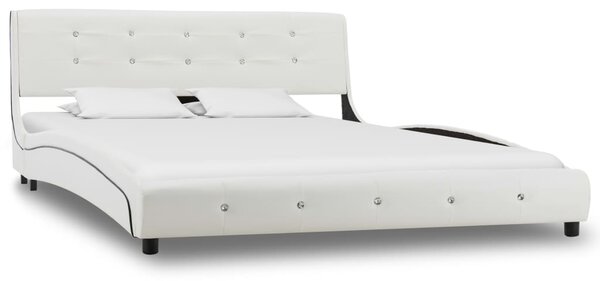 Bed Frame White Faux Leather 135x190 cm 4FT6 Double