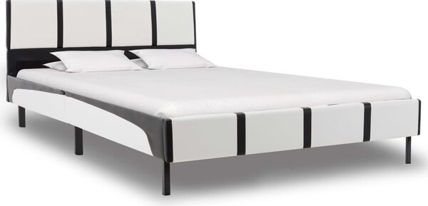 Bed Frame White and Black Faux Leather 120x190 cm 4FT Small Double