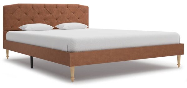 Bed Frame Brown Fabric 135x190 cm 4FT6 Double