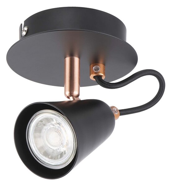 Emma Single Lamp Spotlight - Black & Copper