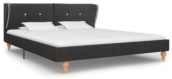 Bed Frame Dark Grey Burlap 150x200 cm 5FT King Size