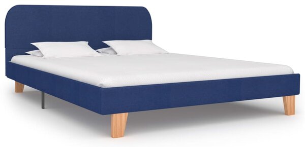 Bed Frame Blue Fabric 135x190 cm Double