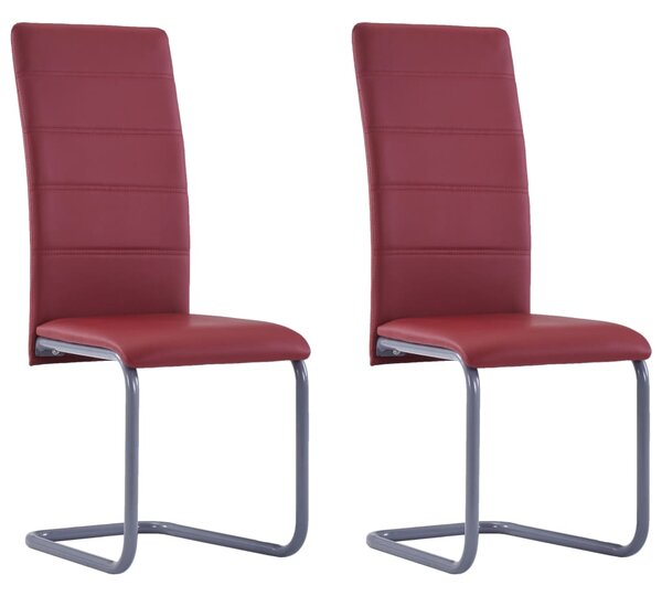Cantilever Dining Chairs 2 pcs Red Faux Leather