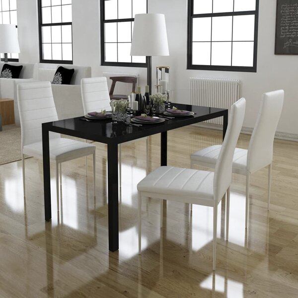 5 Piece Dining Table Set Black and White