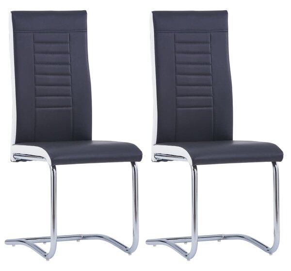Cantilever Dining Chairs 2 pcs Black Faux Leather
