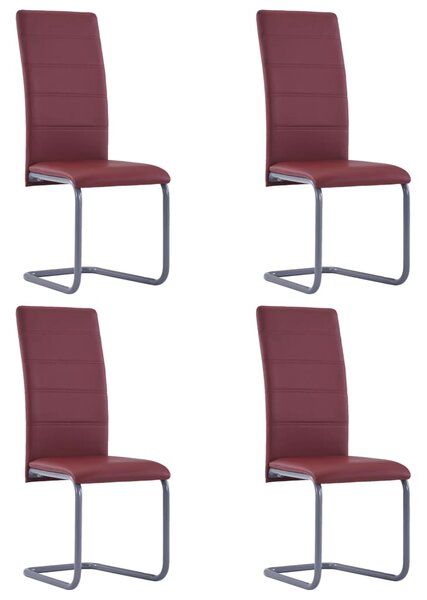 Cantilever Dining Chairs 4 pcs Red Faux Leather